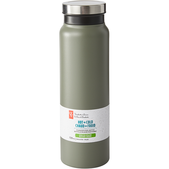 le Choix du Président President's Choice Bouteille d'eau à grande ouverture en acier inoxydable, 720 ml – Olive 1 ea, 20,00 $/1ch