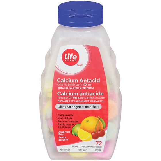 Life Brand Calcium Antacid Supplement Ultra Strength Assorted Fruit Flavour, 72 Chewable Tablets 72 ea, $0.07/1ea