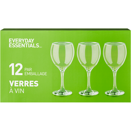 Everyday Essentials Verres à vin, pack de 12 1 ea, 20,00 $/1ch
