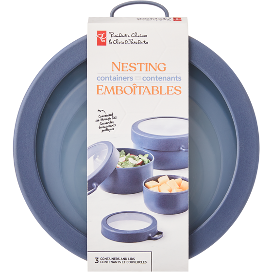 President's Choice Nesting Containers - Blue 3 ea, $3.67/1ea