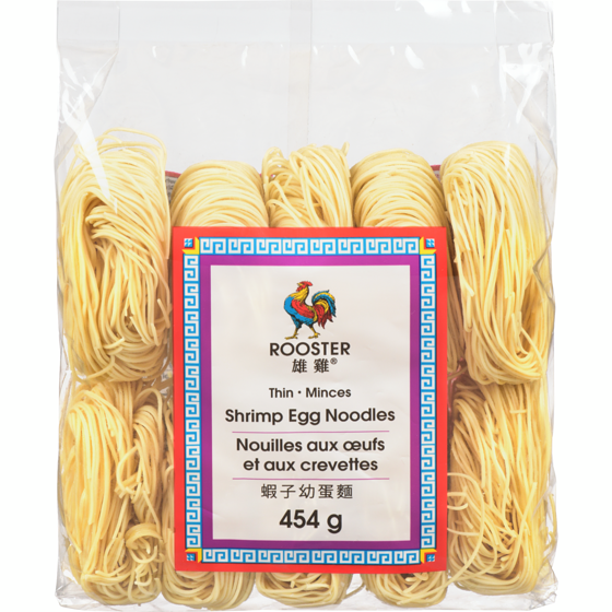 Rooster Thin Shrimp Egg Noodles 454 g, $0.55/100g