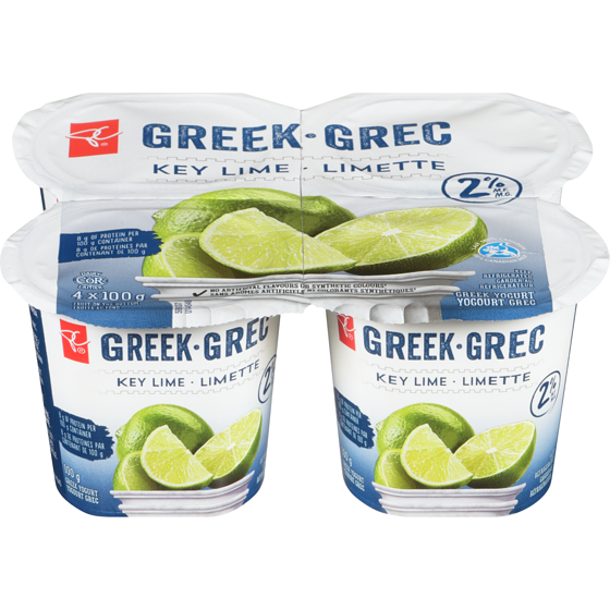 President's Choice Key Lime 2% M.F. Greek Yogurt  4x100.0 g, $1.00/100g