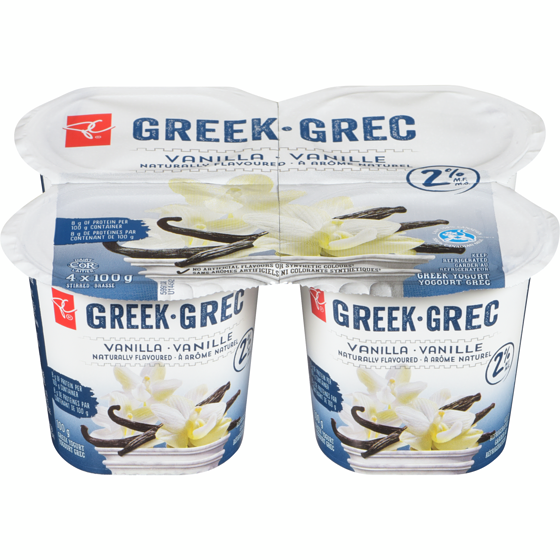 President's Choice Vanilla 2% M.F. Greek Yogurt 4x100.0 g, $1.00/100g