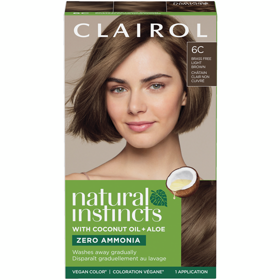 Clairol Natural Instincts 6C Brass Free Light Brown, Ammonia Free Demi-Permanent Hair Color, Vegan Hair Dye 1 ea, $12.99/1ea