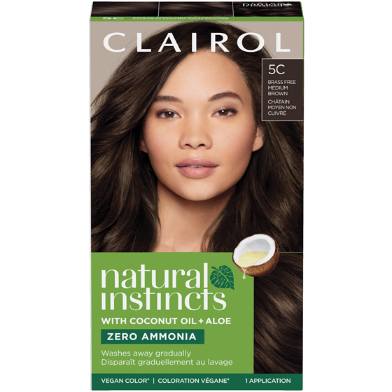 Clairol Natural Instincts 5C Brass Free Medium Brown, Ammonia Free Demi-Permanent Hair Color, Vegan Hair Dye 1 ea, $12.99/1ea