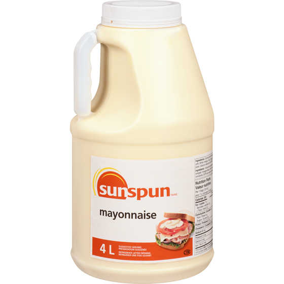 Sunspun Mayonnaise 4 l, $0.55/100ml