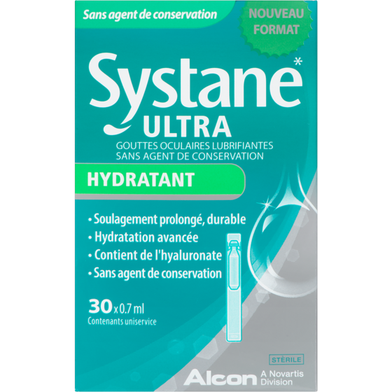 Systane Ultra gouttes oculaires lubrifiantes sans agent de conservation hydratant, 30 contenants uniservice 21 ml, 83,29 $/100ml