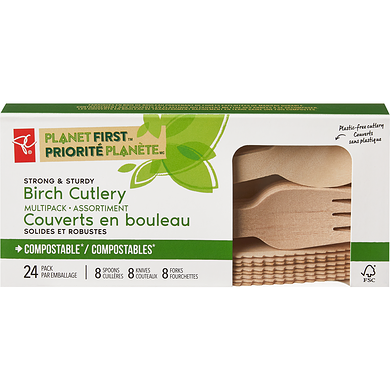 President's Choice Planet First Birch Cutlery Multipack 24 ea, $0.14/1ea
