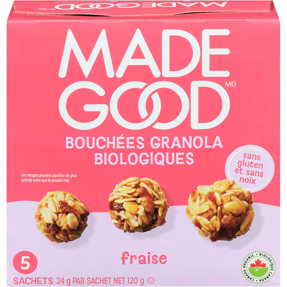 Made Good Bouchée granola Fraise Boîte de 5 sachets 24 g, 16,62 $/100g