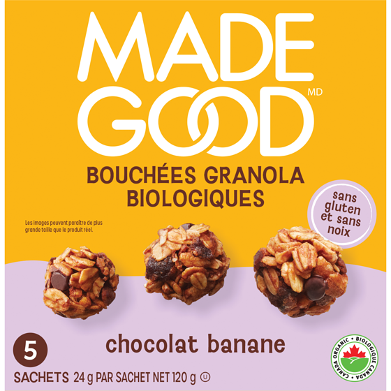 Made Good Bouchée granola Chocolat banane Boîte de 5 sachets 24 g, 16,62 $/100g