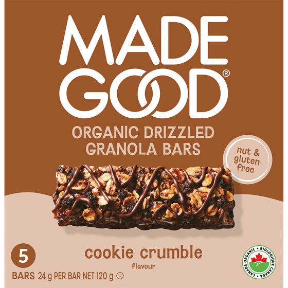 Made Good Cookie Crumble Chocolate Drizzled Granola Bars 5pk 120 g, $3.33/100g