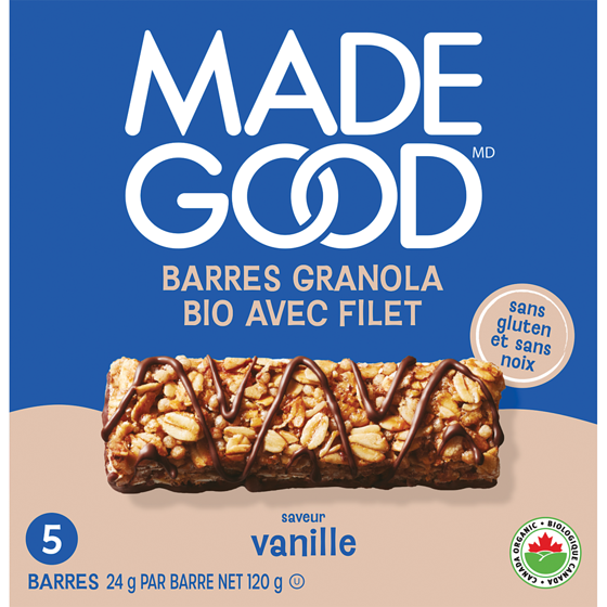 Made Good Barres granola avec filet de chocolat Vanille Boîte de 5 barres 120 g, 3,33 $/100g