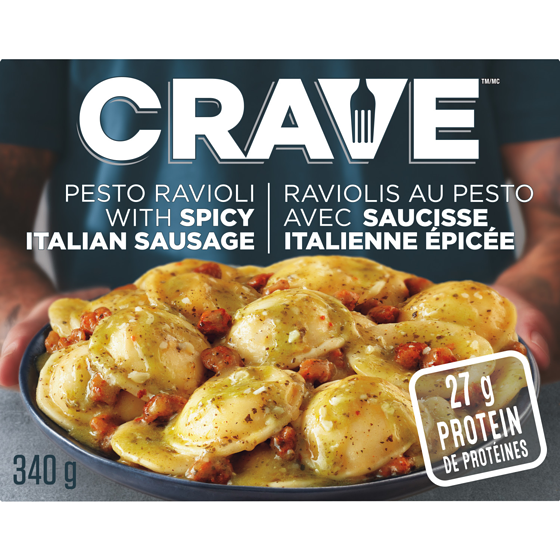 Crave Pesto Ravioli With Spicy Italian Sausage 340 g, $1.34/100g