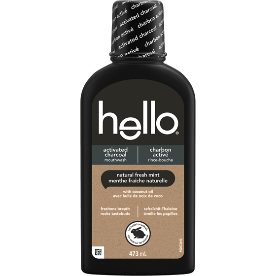 Hello Activated Charcoal Mouthwash, Natural Fresh Mint 473 ml, $1.90/100ml