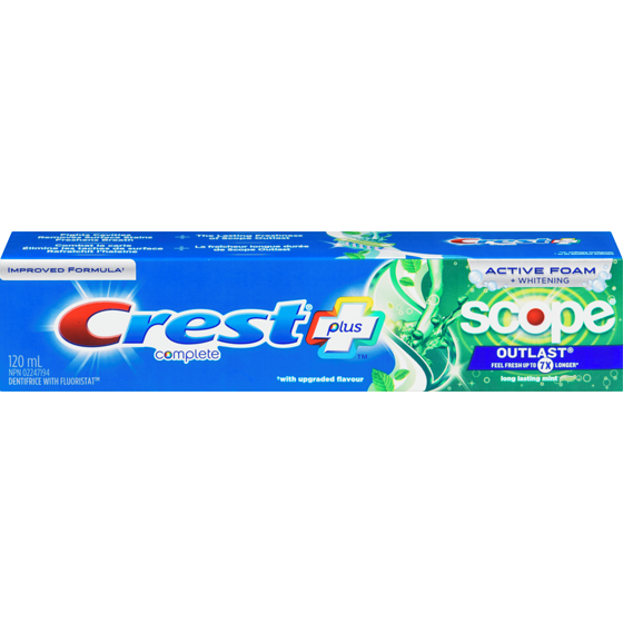 Crest Complete Whitening Plus Scope Outlast Toothpaste, Long Lasting Mint Flavor 120 ml, $3.74/100ml