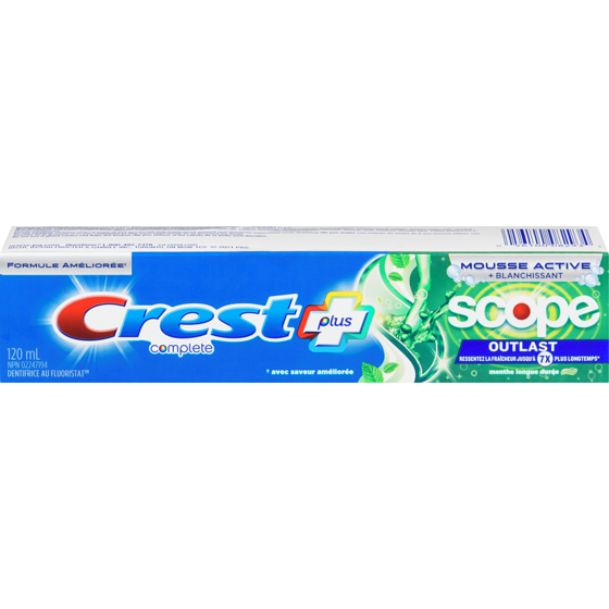 Crest Dentifrice Complete Blanchissant avec Scope Outlast, saveur de menthe longue durée 120 ml, 3,74 $/100ml