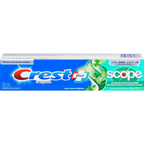 Crest Dentifrice Complete Extra blanchissant avec Scope, Menthe fraîcheur 160 ml, 2,81 $/100ml