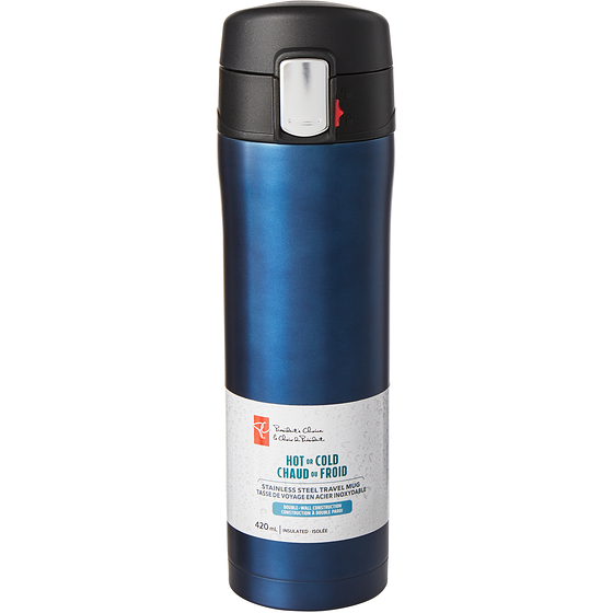 President's Choice President's Choice Stainless Steel Mug With Locking Mechanism, 420mL - Blue 1 ea, $20.00/1ea