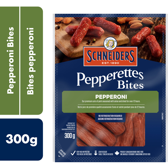 Schneiders Pepperettes Bites Sausage Snacks, Pepperoni 300 g, $4.33/100g