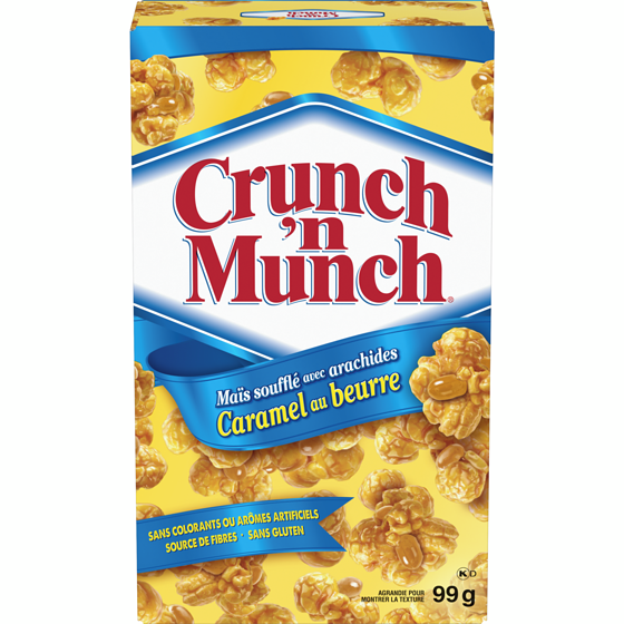 Crunch ’n Munch Maïs soufflé caramel au beurre 99 g, 1,51 $/100g