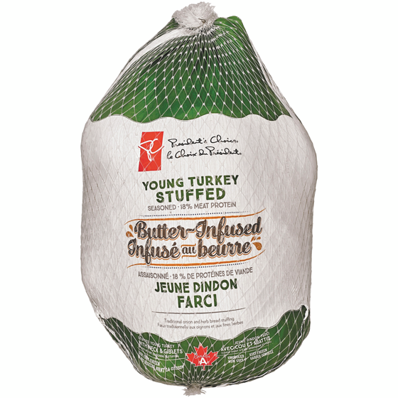 President's Choice Butter-Infused Stuffed Young Turkey 7-9 KG, Frozen $8.80/1kg $3.99/1lb