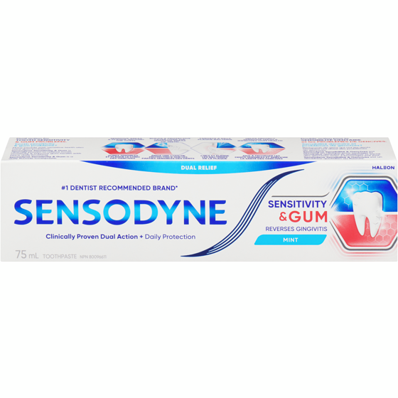 Sensodyne Toothpaste For Relief From Sensitive Teeth & Improved Gum Health, Mint 75 ml, $11.99/100ml