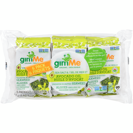 Gimme Organic Sea Salt & Avocado Oil Premium Roasted Seaweed 6x4.5 g, $27.78/100g