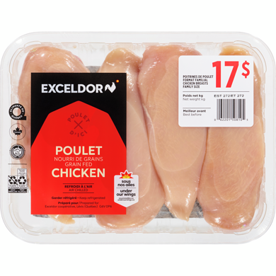 Exceldor Chicken Breast, Boneless, Skinless, Club Pack 1 ea, $17.00/1ea