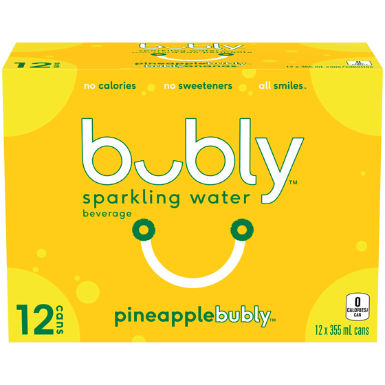 Bubly Sparkling Water Pineapple Sparkling Water  12x355.0 ml, $0.19/100ml