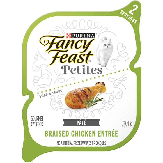 Purina Fancy Feast Petites Pâté Braised Chicken Entrée, Wet Cat Food 79.4 g, $1.75/100g