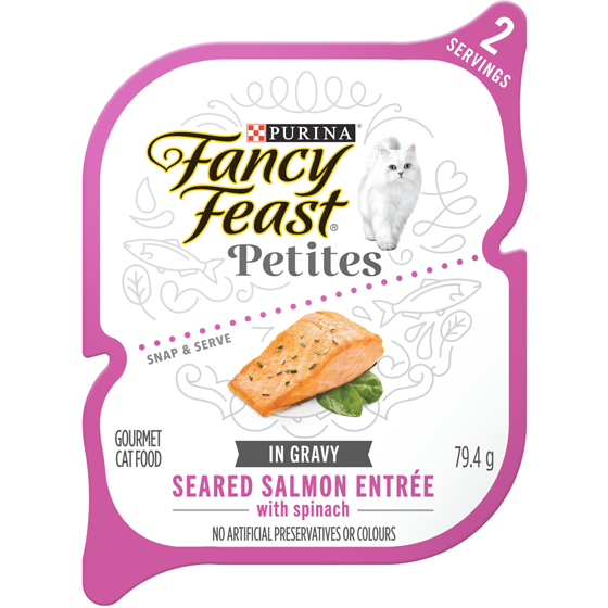 Purina Fancy Feast Petites Seared Salmon Entrée in Gravy, Wet Cat Food 79.4 g, $1.75/100g