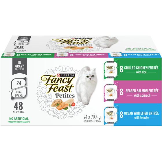 Purina Fancy Feast Petites in Gravy Collection Variety Pack 3 Flavours, Wet Cat Food 24x79.0 g, $1.63/100g