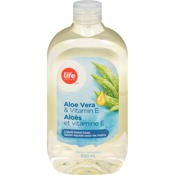 Life Brand Liquid Hand Soap Aloe Vera and Vitamin E 950 ml, $0.42/100ml