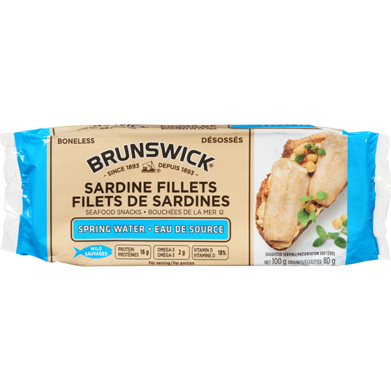 Brunswick Brwk Flts Sardines Eau Source 100 g, 2,49 $/100g