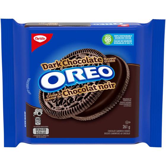 Christie Biscuits-sandwiches au chocolat OREO Crème à la saveur de chocolat noir 261 g, 1,44 $/100g