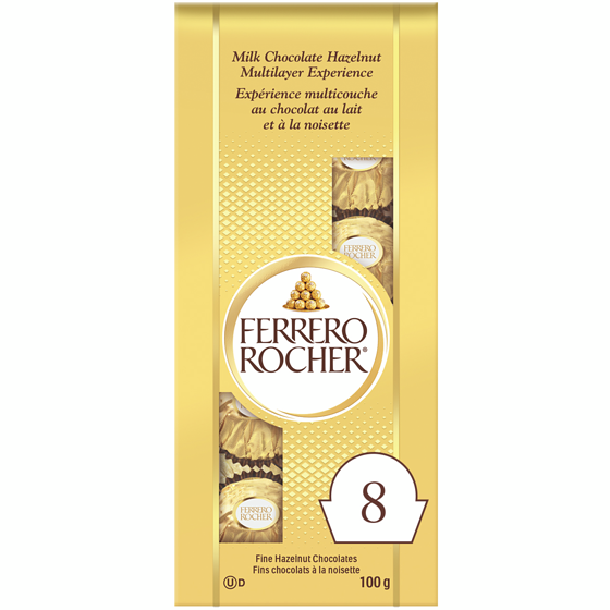 FERRERO ROCHER Fine Hazelnut Milk Chocolate Bag, 8 Individually Wrapped Chocolates 100 g, $7.49/100g