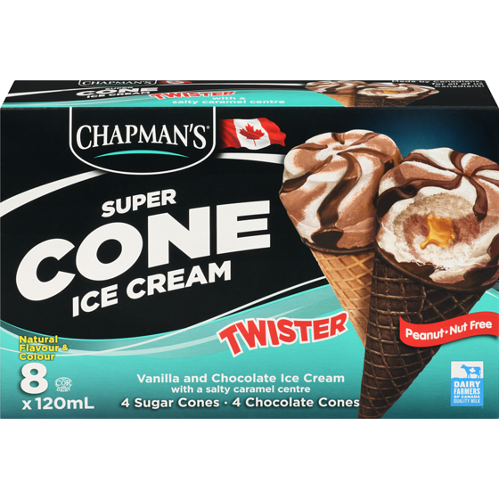 Chapmans Super Cone Twister Salty Caramel Centre 8x120.0 ml, $0.52/100ml