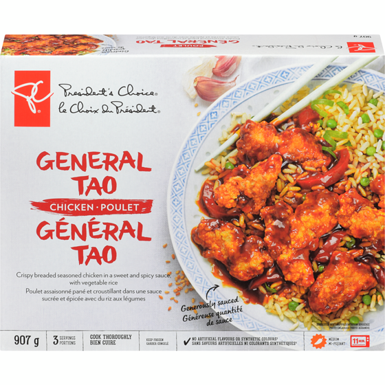 President's Choice Chicken General Tao 907 g, $1.21/100g