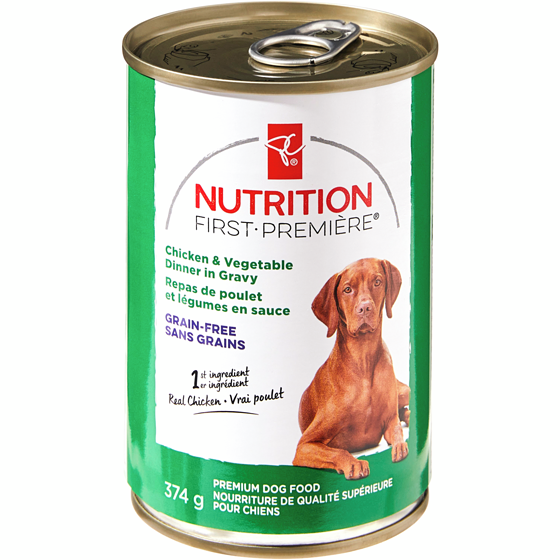 le Choix du Président Nutrition première, repas de poulet et légumes en sauce, nourriture de qualité supérieure pour chiens 374 g, 0,93 $/100g