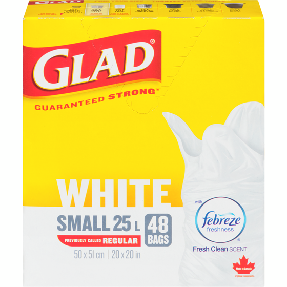 Glad White Small 25 L 48 Bags 48 ea, $0.19/1ea