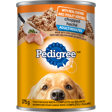 Pedigree Nourriture humide pour chiens adultes repas haché avec poulet véritable 375 g, 0,80 $/100g