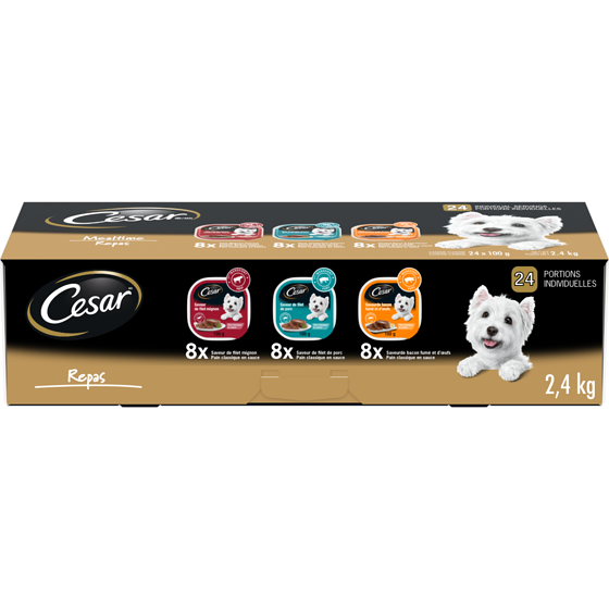 Cesar Nourriture humide pour chiens adultes pain classique en sauce Repas – format variété 2.4 kg, 1,67 $/100g