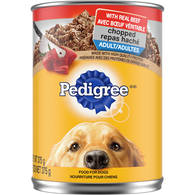 Pedigree Nourriture humide pour chiens adultes repas haché avec bœuf véritable 375 g, 0,80 $/100g