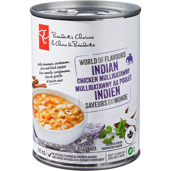 President's Choice World of Flavours Indian Chicken Mulligatawny Soup 540 ml, $0.70/100ml