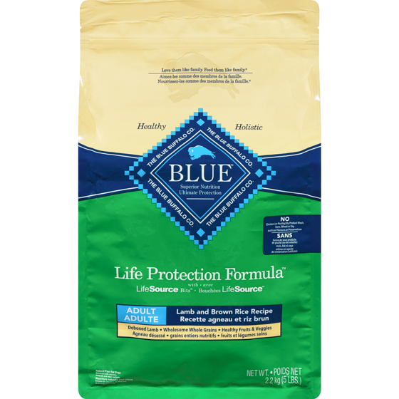 Blue Buffalo Life Protection Formula recette agneau et riz brun pour chiens adultes  2.2 kg, 1,23 $/100g