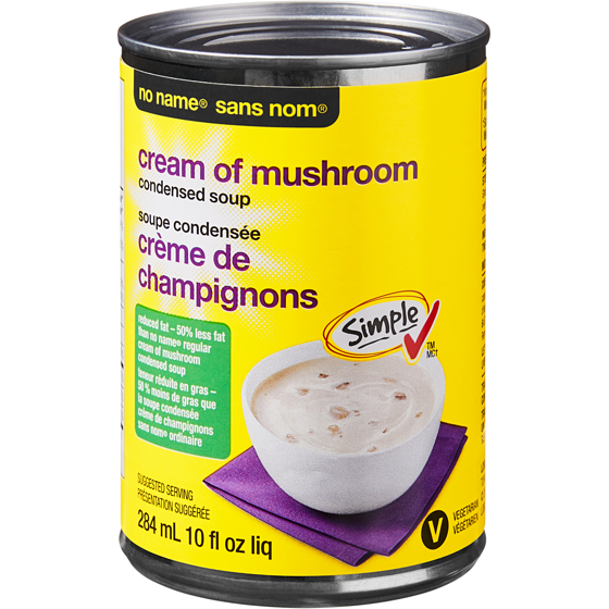 No Name Cream of Mushroom Condensed Soup, Reduced Fat 284 ml, $0.52/100ml