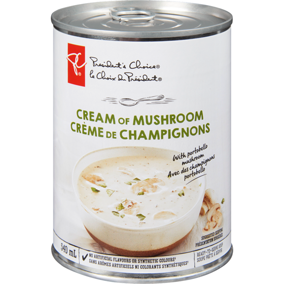 President's Choice Cream of Mushroom Soup 540 ml, $0.70/100ml