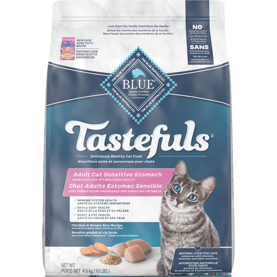 Blue Buffalo Tastefuls Chat adulte estomac sensible poulet et riz brun 4.5 kg, 0,87 $/100g