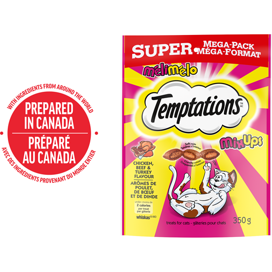 Temptations Gâteries pour chats Mélimélo arômes de poulet, de dinde et de bœuf 350 g, 0,21 $/100g