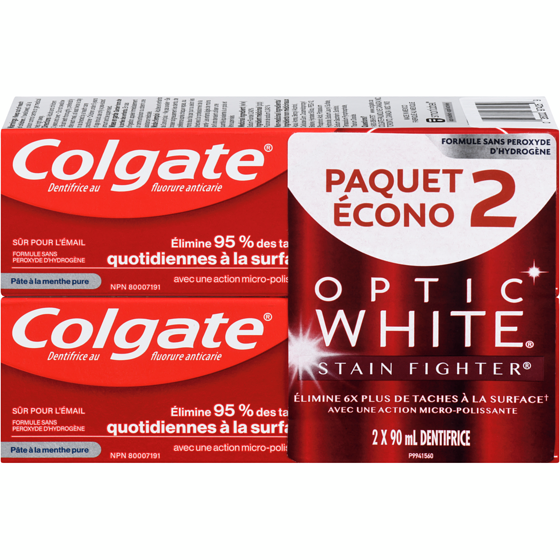 Colgate Dentifrice blanchissant optic white stain fighter 180 ml, 4,99 $/100ml